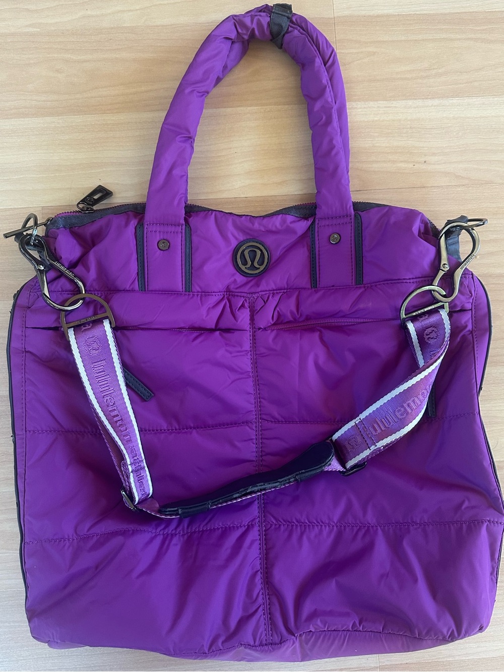 Lululemon Vibrant Purple Quilted Tote with Detachable Strap